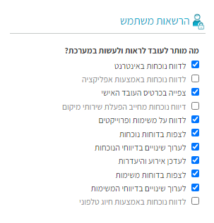 הרשאות דיווח